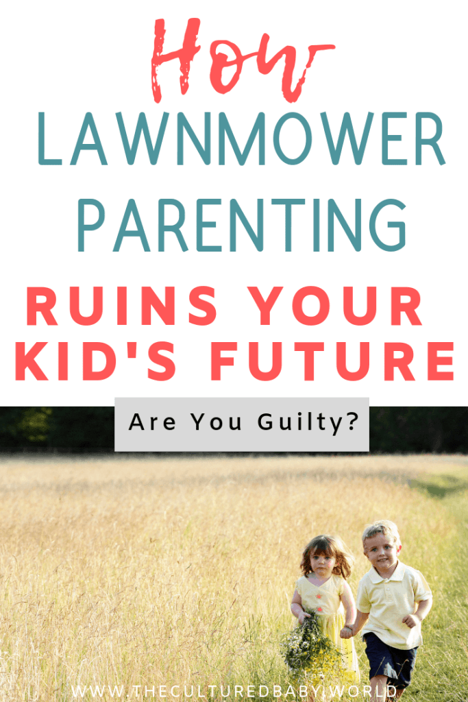 A little girl with a basket of flowers in one hand and a little boy holding her hand in a tall grassy field | lawnmower parenting