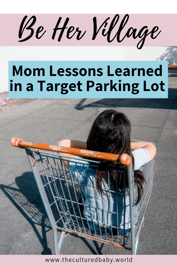 young girl sitting in a shopping cart | helping other moms