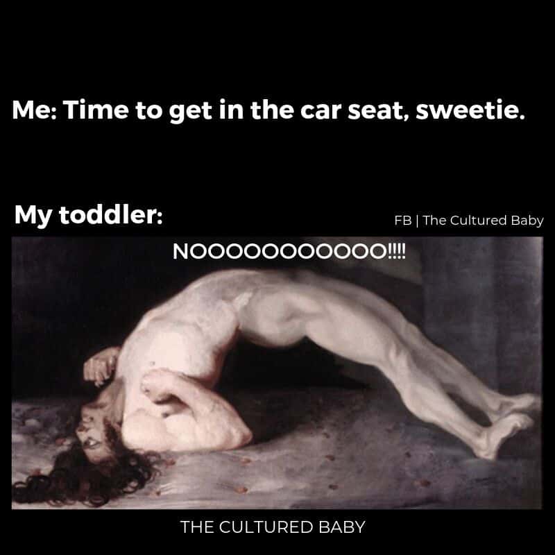 getting in the car seat|man arching his back meme